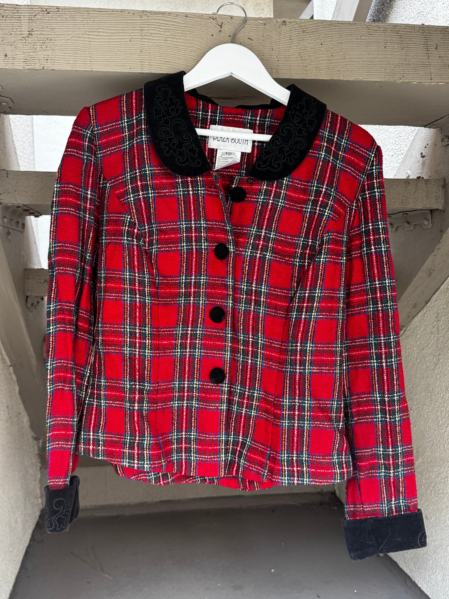 Vintage Red Plaid Blazer