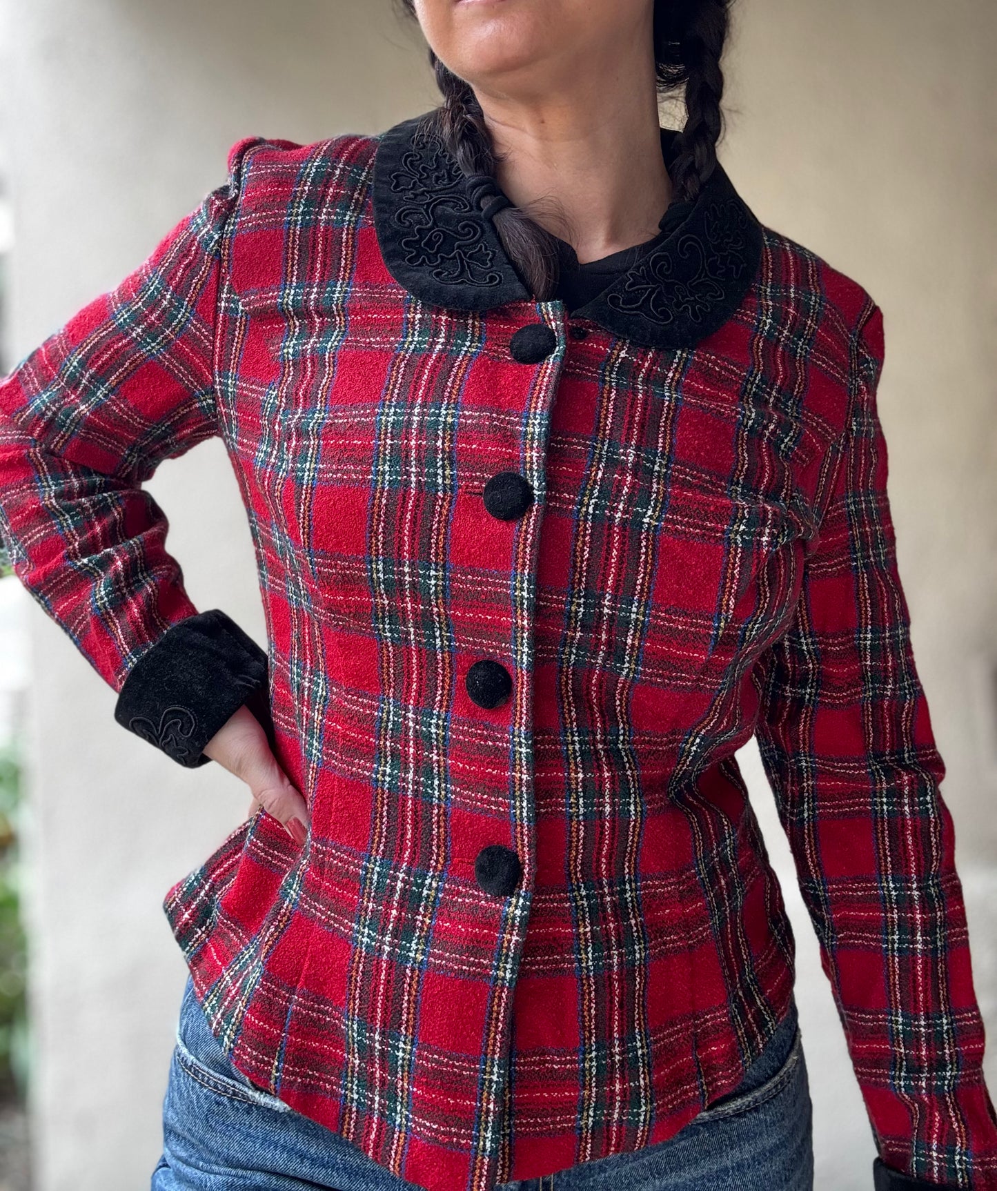 Vintage Red Plaid Blazer