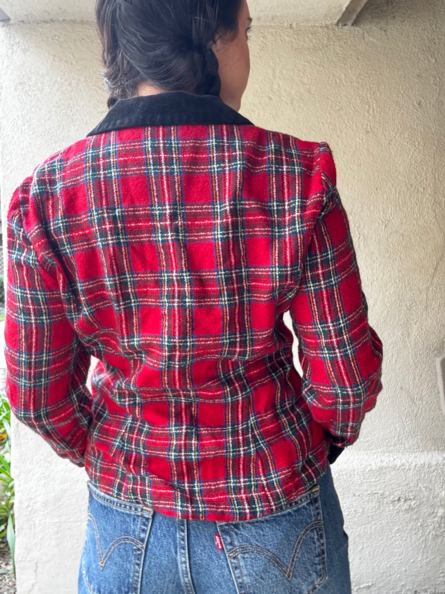 Vintage Red Plaid Blazer