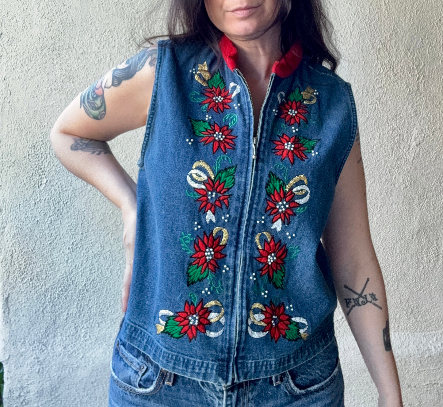 Vintage Denim Vest Christmas