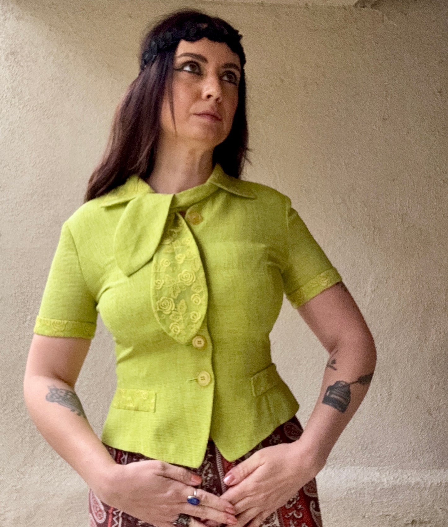 Vintage Croisee Lime Green Short-Sleeve top